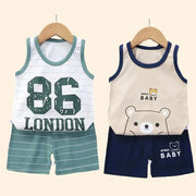 Kids Summer Sleeveless Outfit 🌞 Boys & Girls Cotton Vest + Shorts 2PCS Set